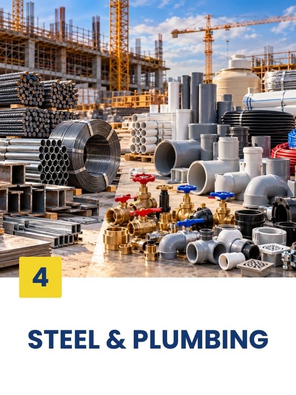 Material steel dan plumbing untuk proyek